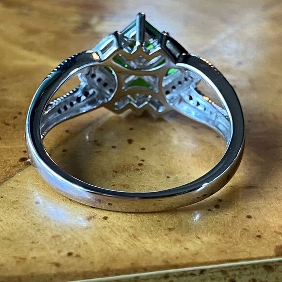 Natural Chrome Diopside Black Spinel Sterling Silver Ring Size 10 - Picture 5 of 10